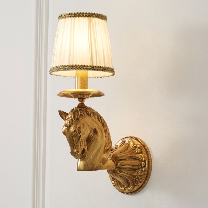 Sculpted Stallion Head Brass Sconce