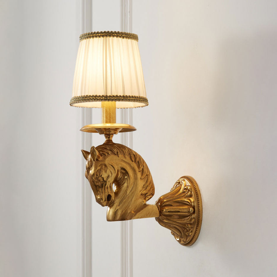 Sculpted Stallion Head Brass Sconce