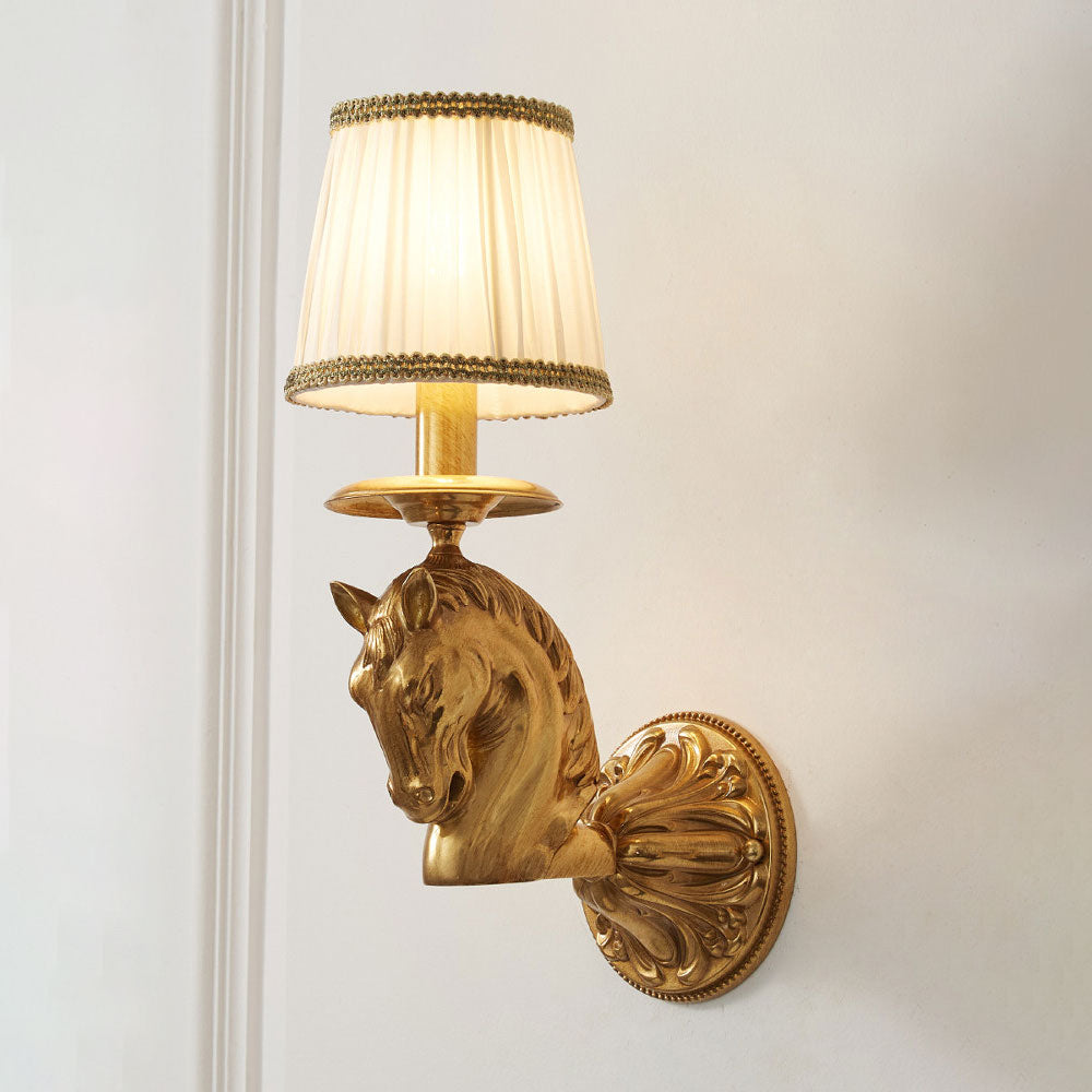 Sculpted Stallion Head Brass Sconce