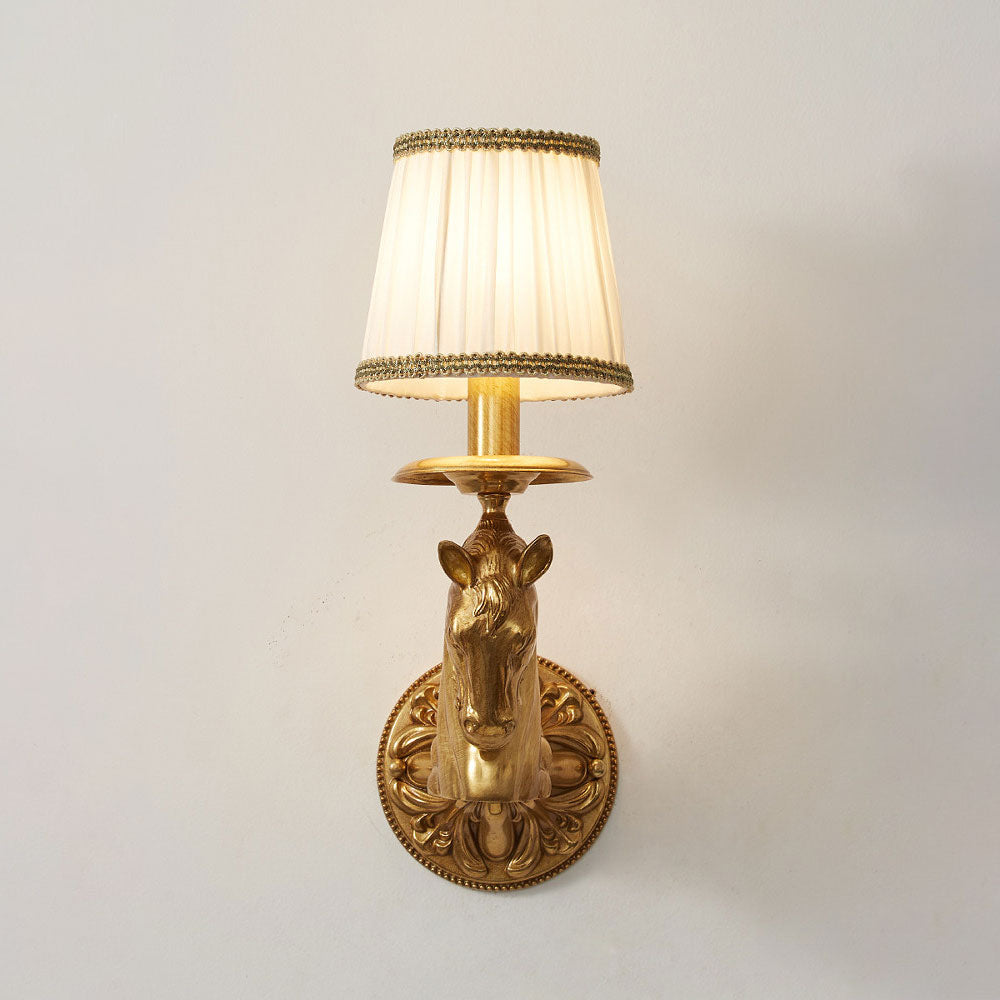 Sculpted Stallion Head Brass Sconce