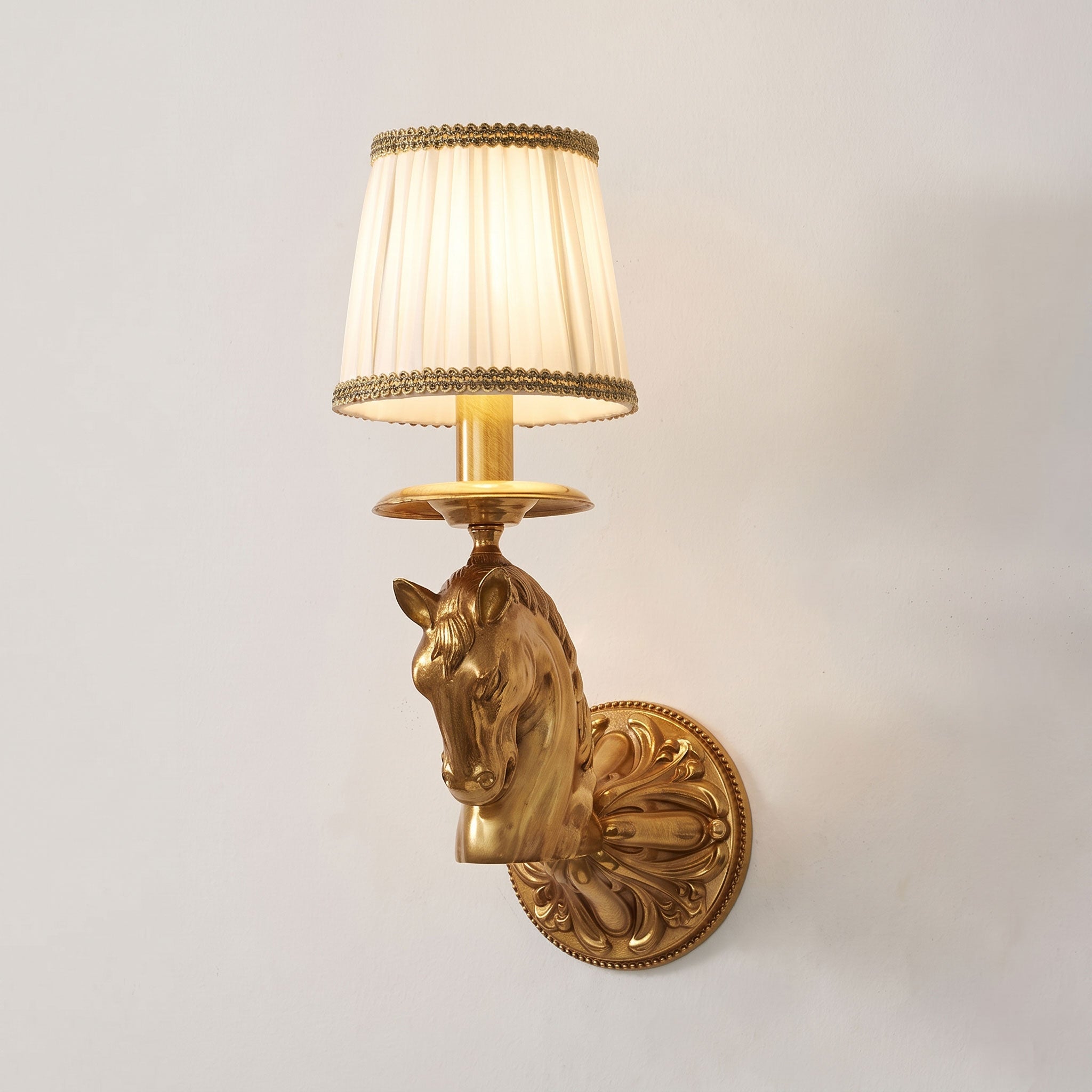 Sculpted Stallion Head Brass Sconce