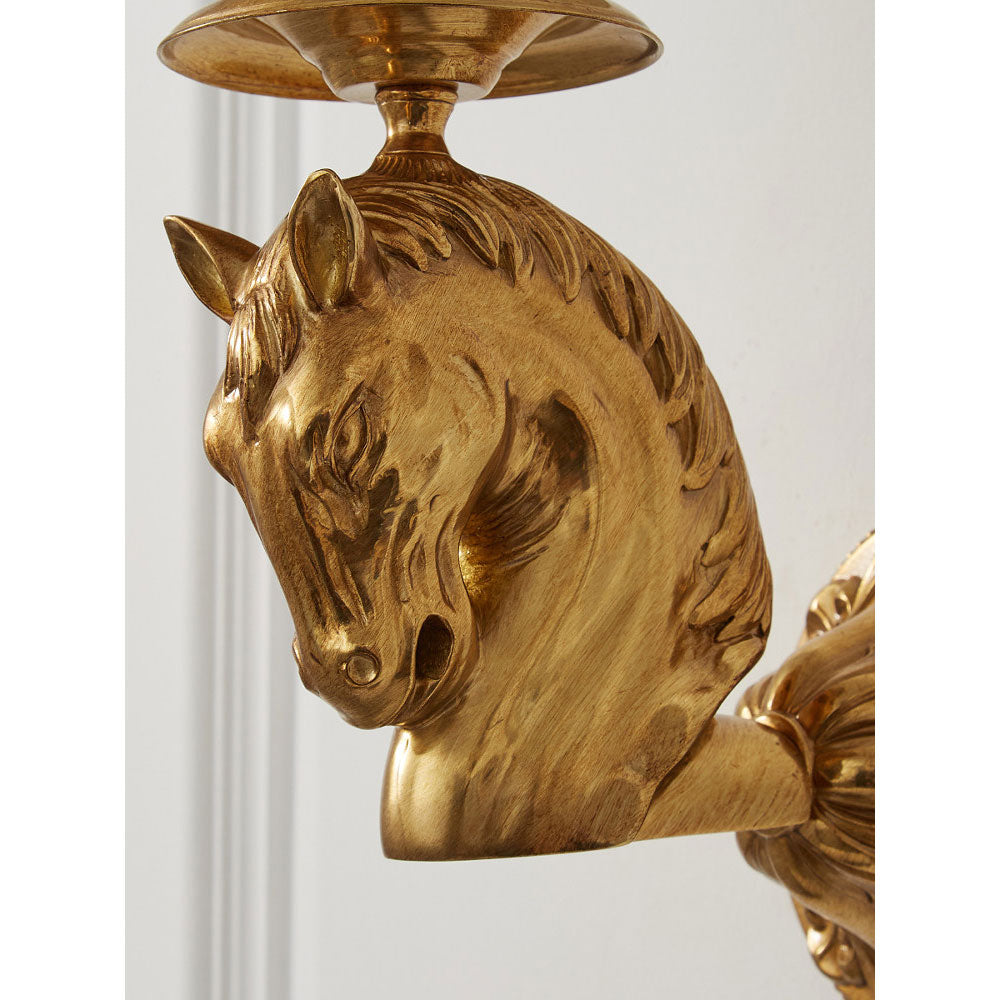 Sculpted Stallion Head Brass Sconce