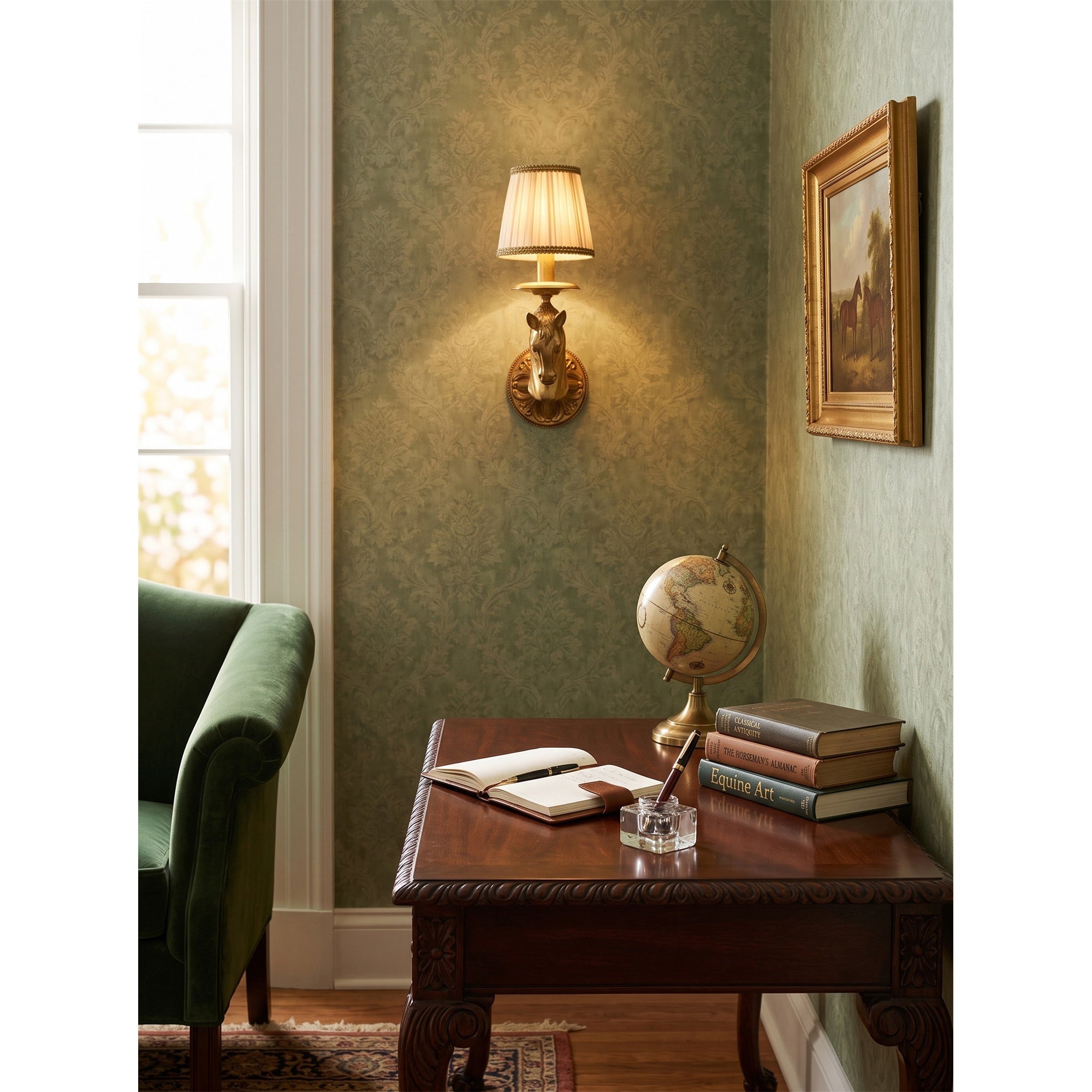 Sculpted Stallion Head Brass Sconce