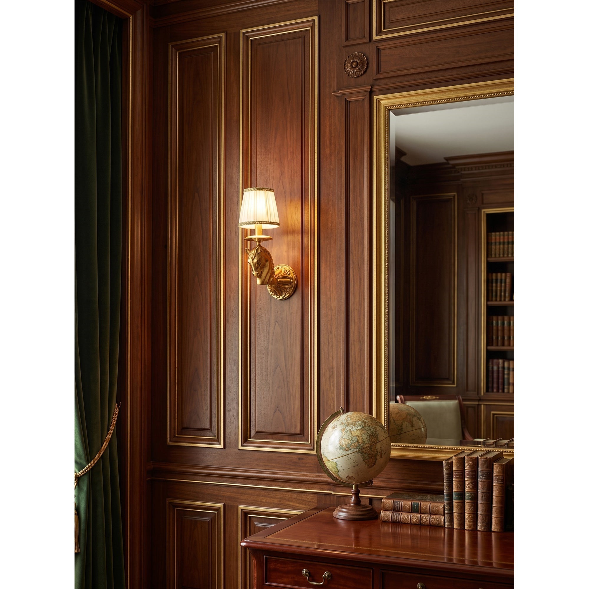 Sculpted Stallion Head Brass Sconce
