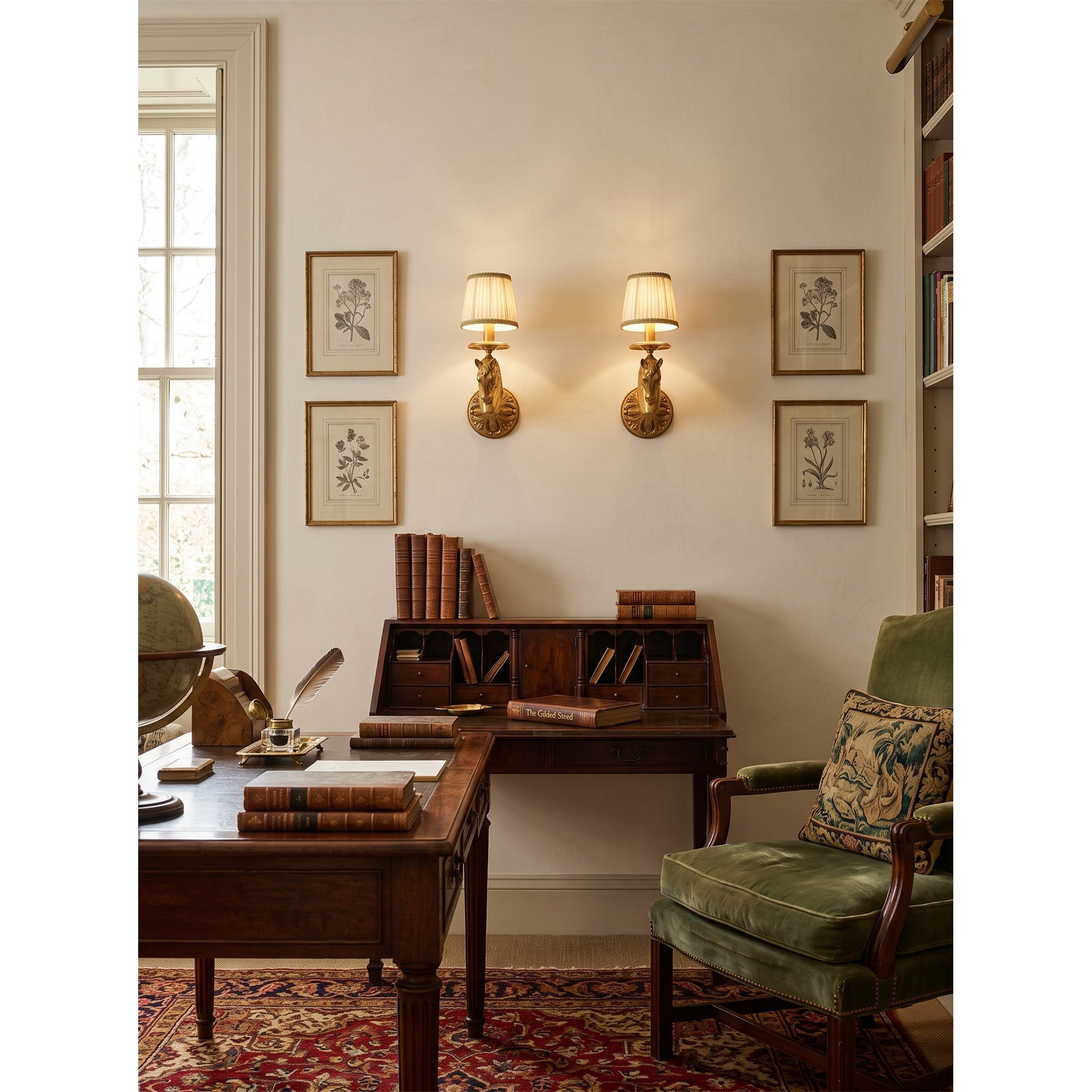Sculpted Stallion Head Brass Sconce