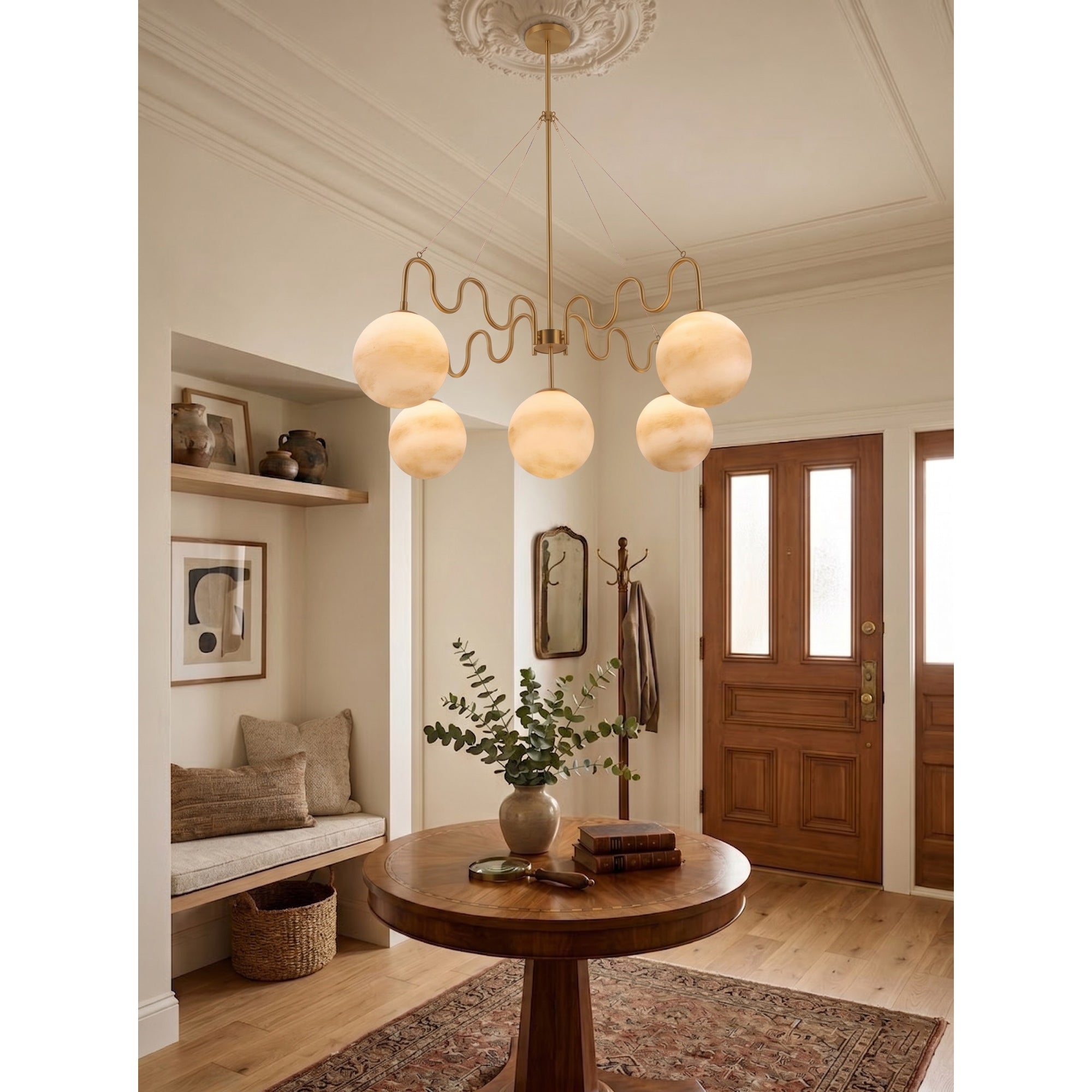 5-Light Undulating Glass Chandelier