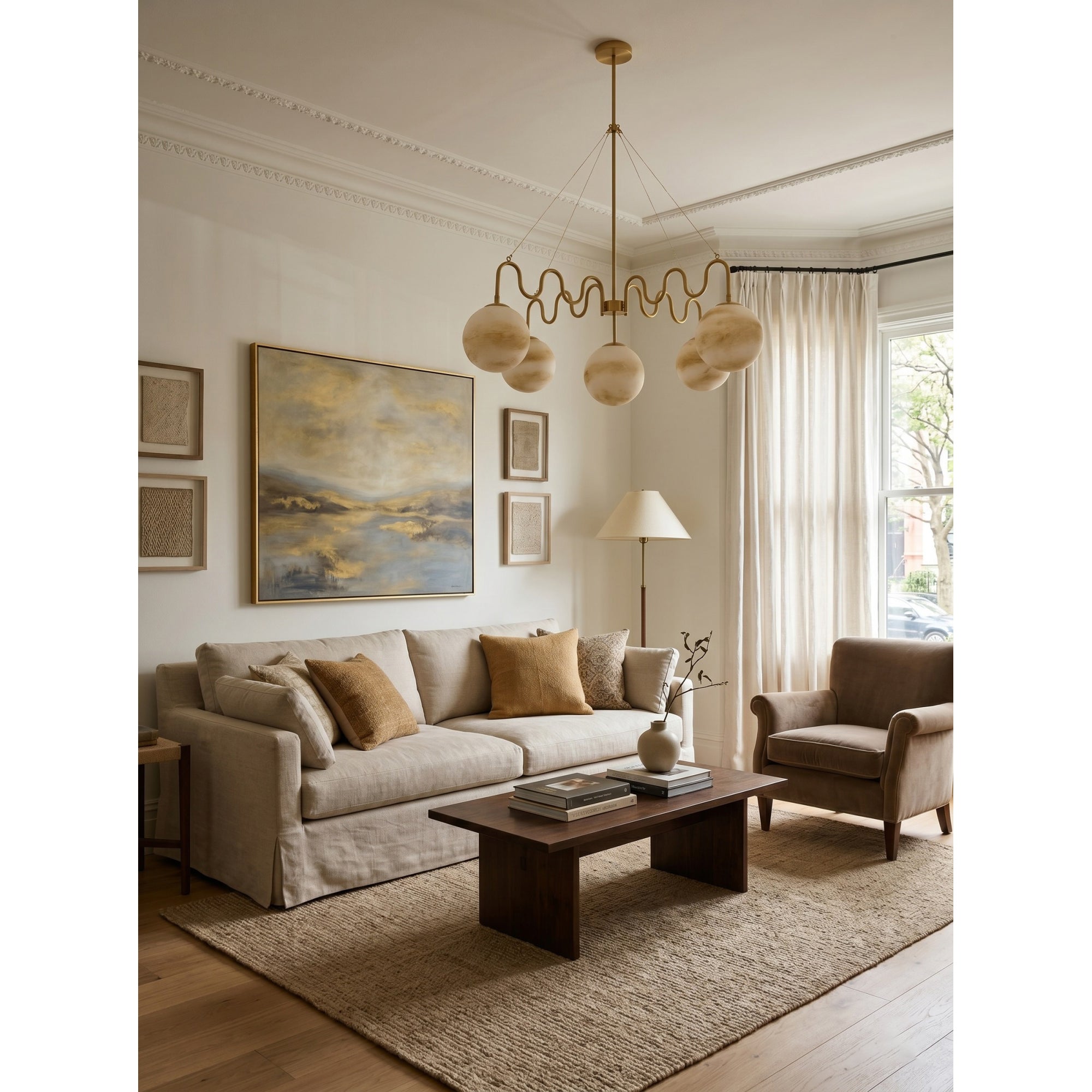 5-Light Undulating Glass Chandelier