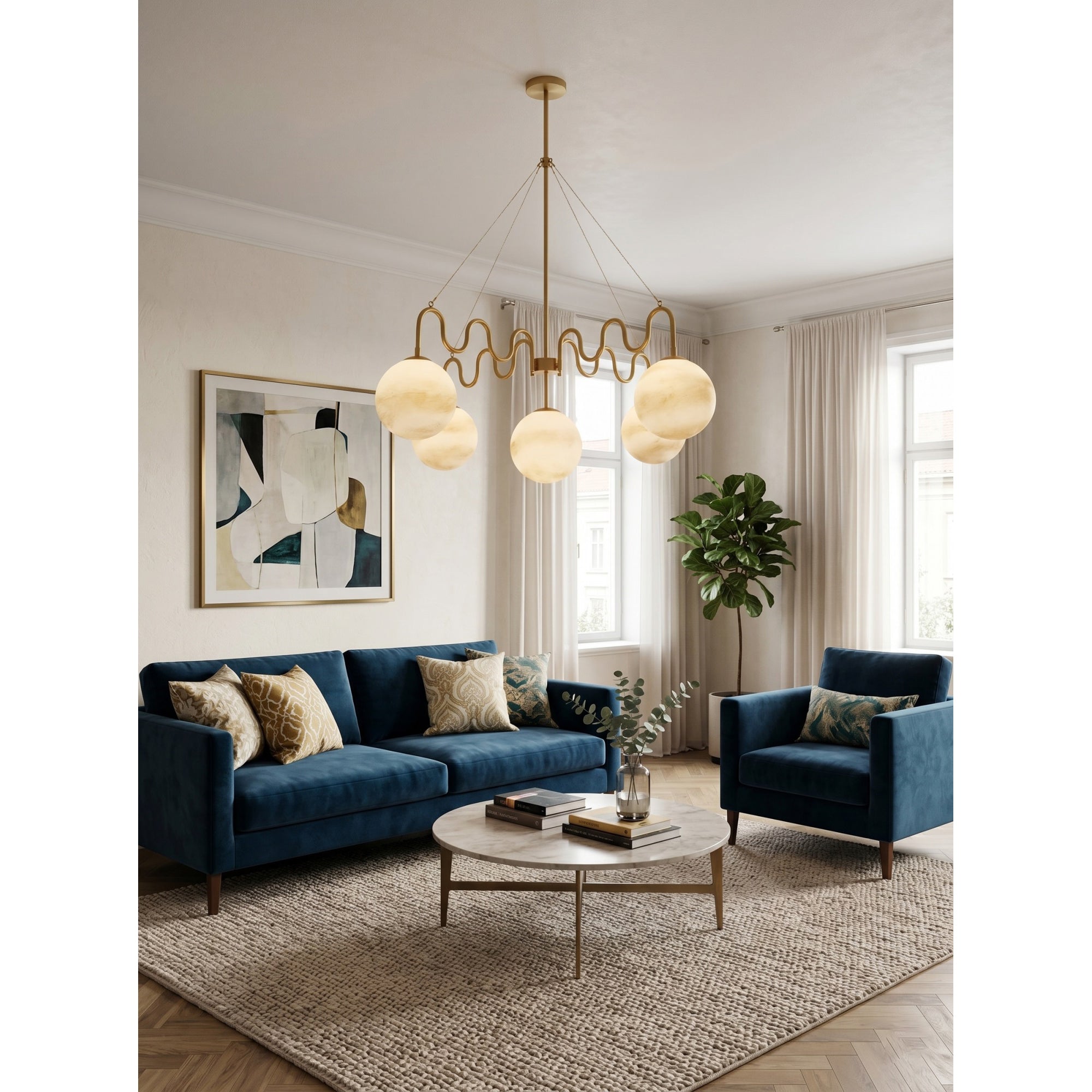 5-Light Undulating Glass Chandelier