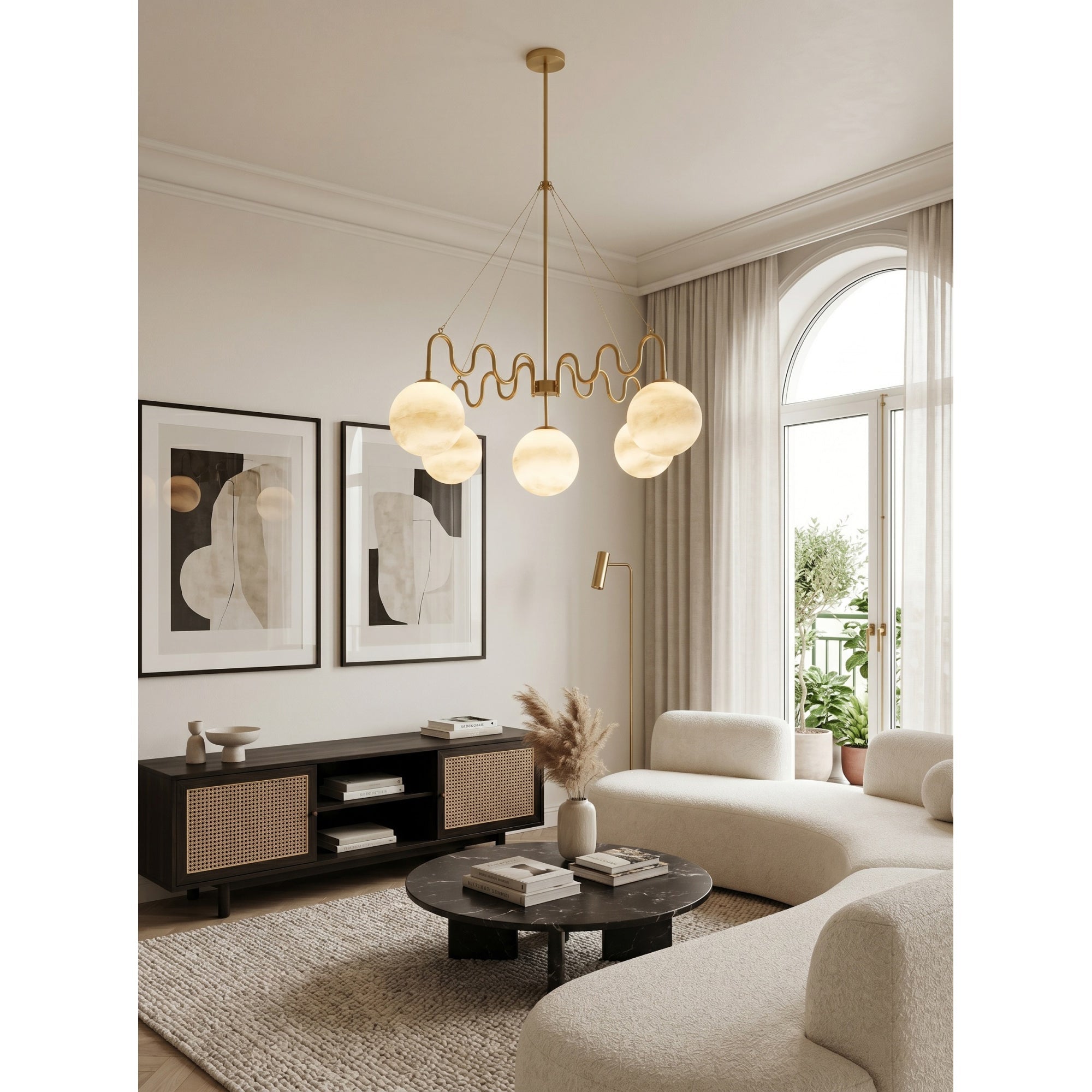 5-Light Undulating Glass Chandelier