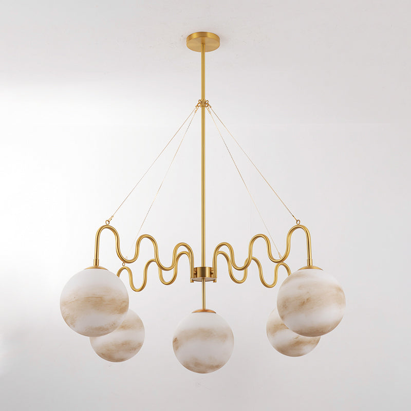 5-Light Undulating Glass Chandelier