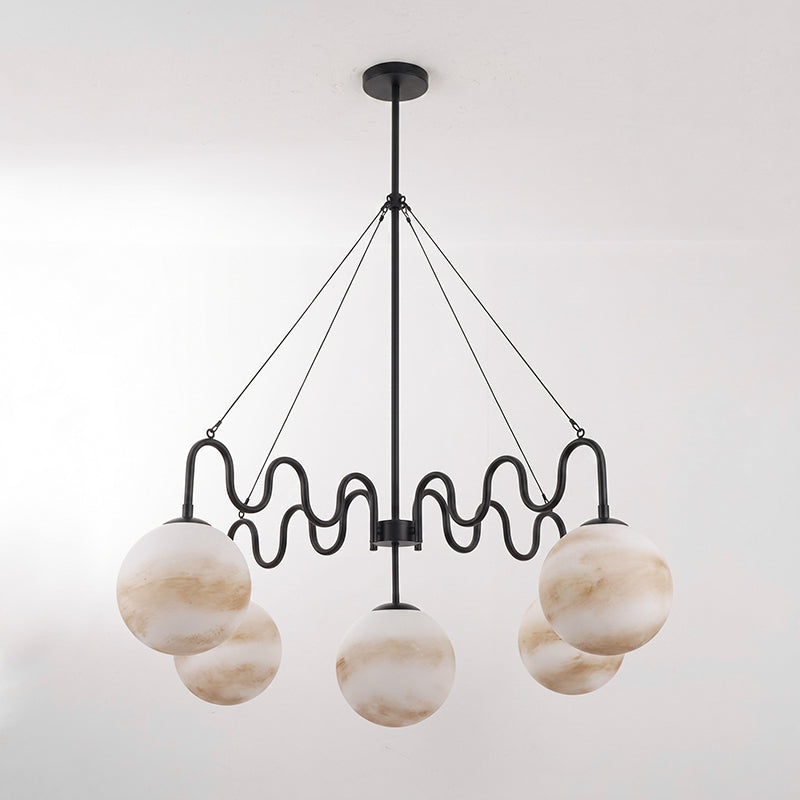 5-Light Undulating Glass Chandelier