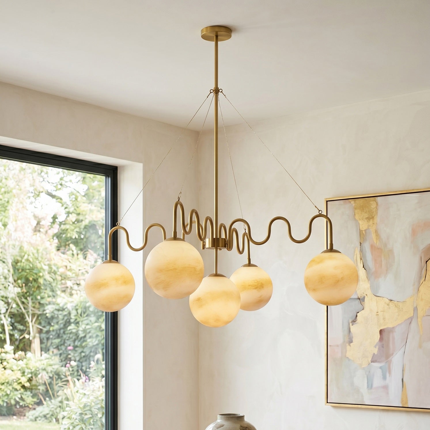 5-Light Undulating Glass Chandelier