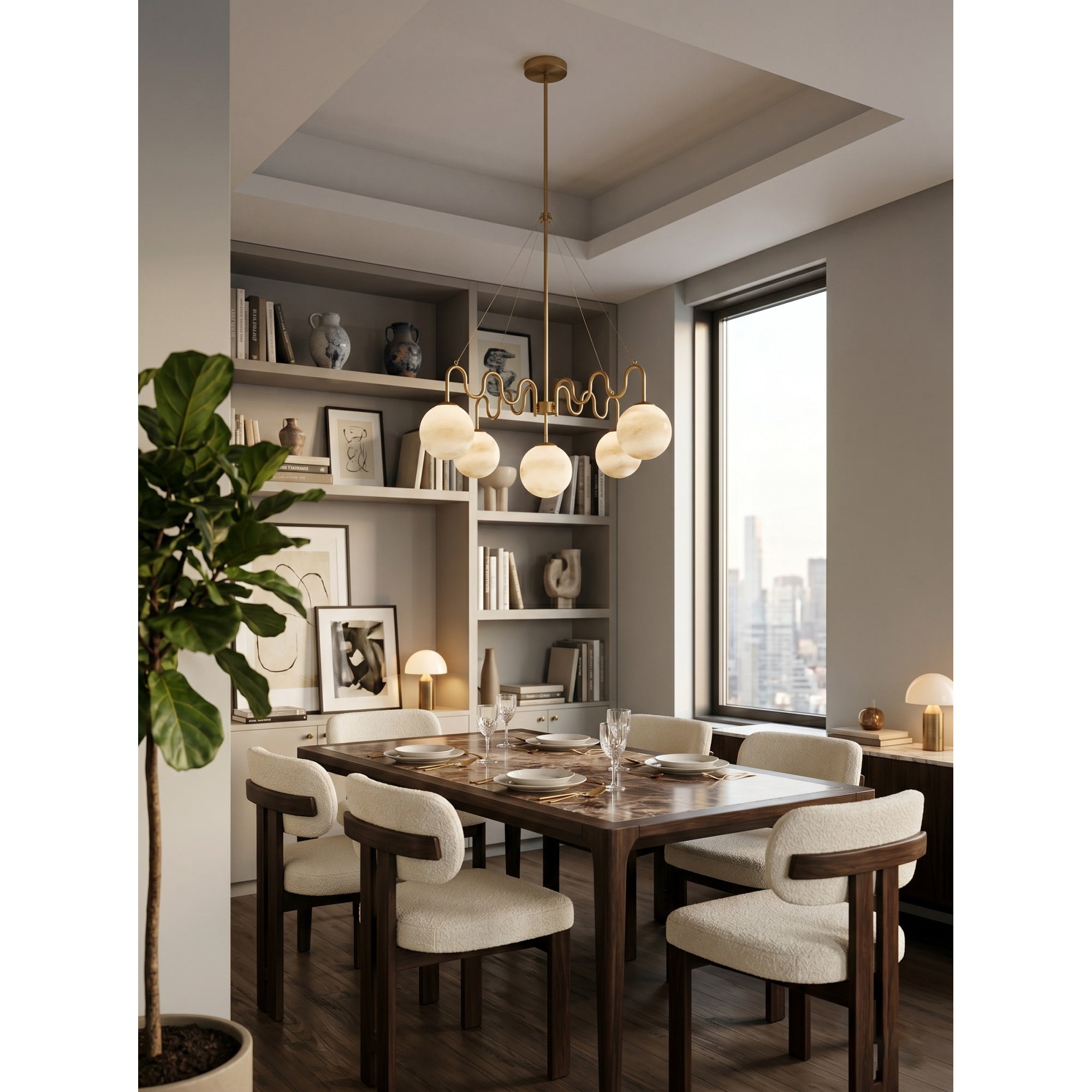 5-Light Undulating Glass Chandelier