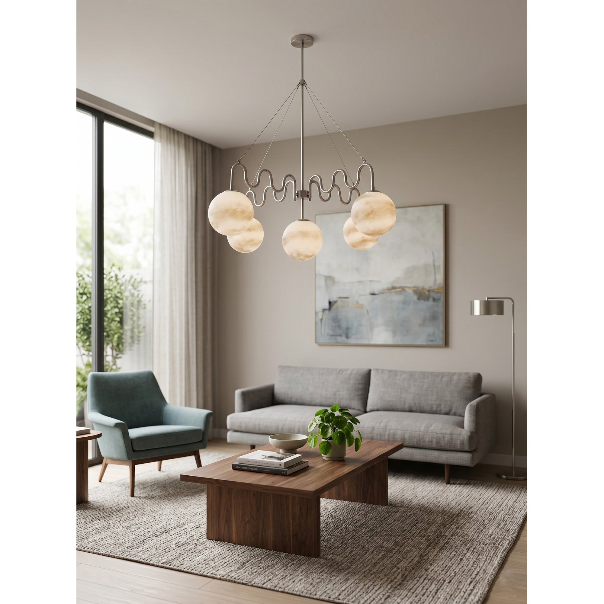 5-Light Undulating Glass Chandelier