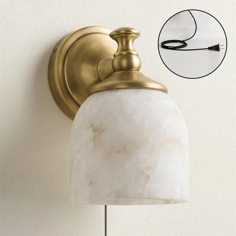 Alabaster Plug-in Wall Sconce in Nickel