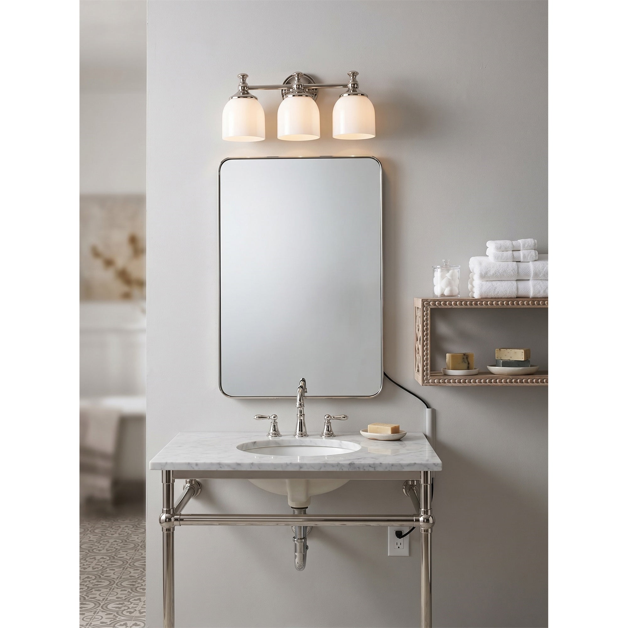 White Glass Plug-in Wall Sconce