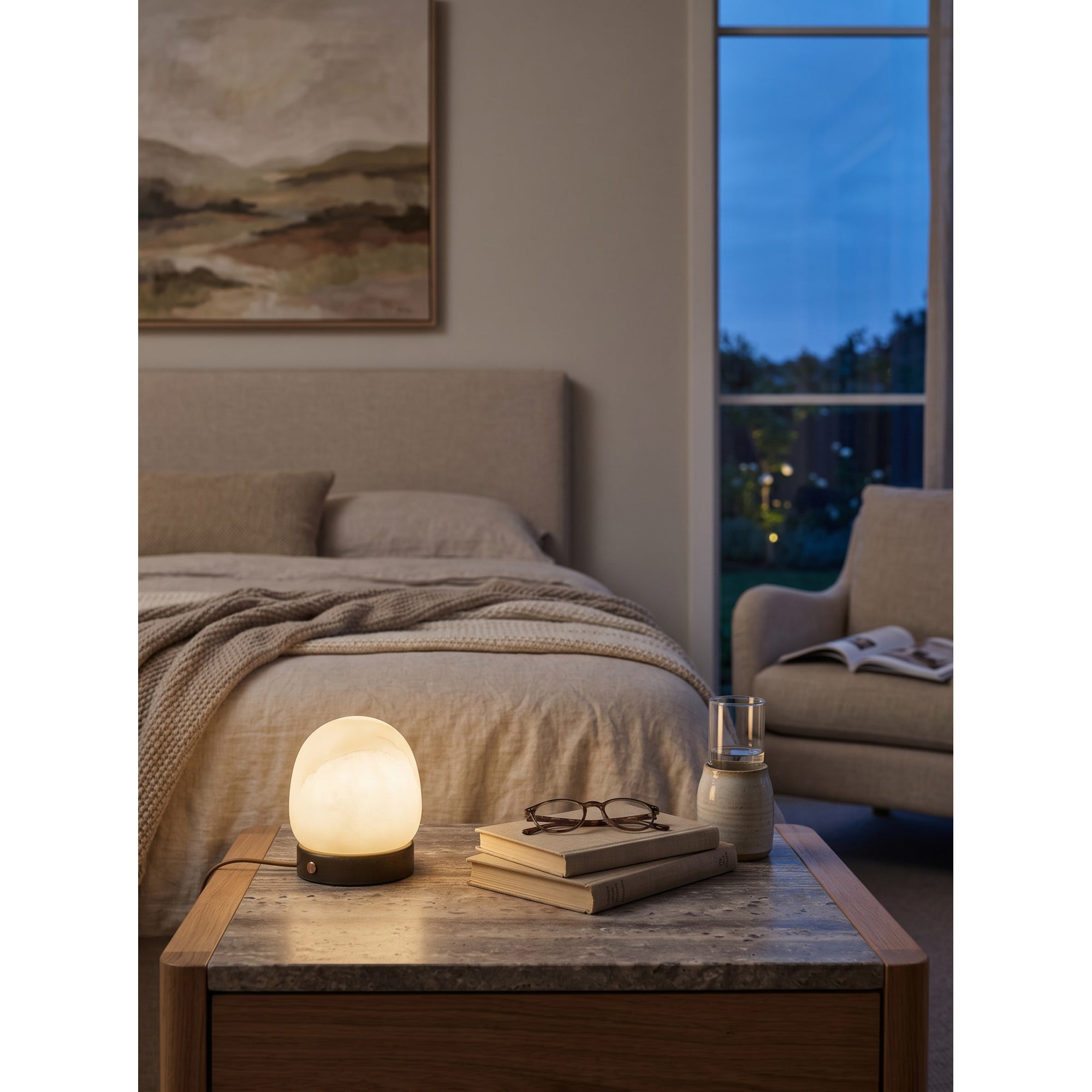Cordless Alabaster Orb Table Lamp