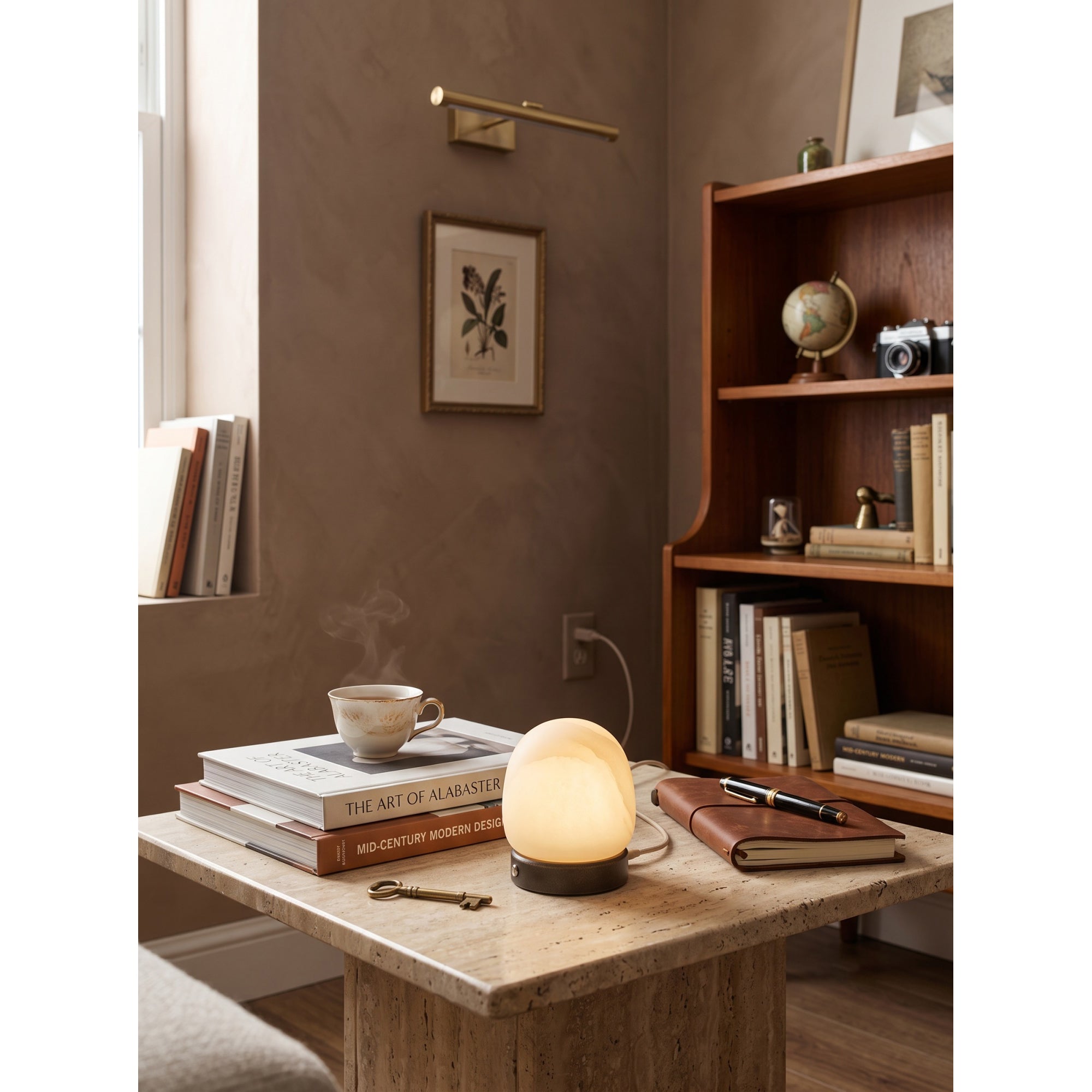 Cordless Alabaster Orb Table Lamp