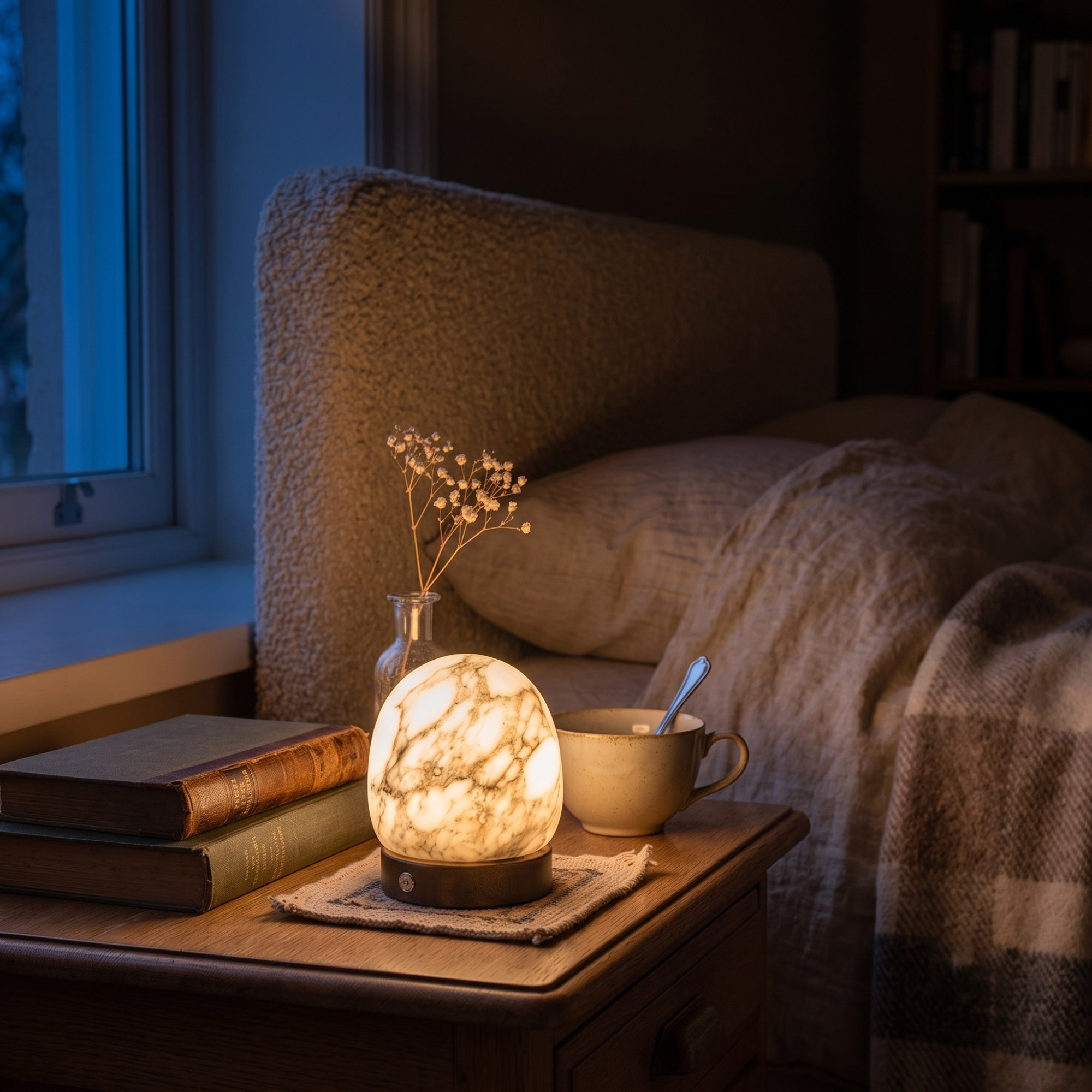 Cordless Alabaster Orb Table Lamp