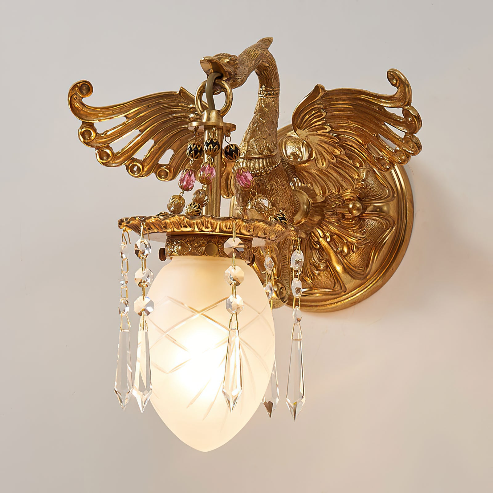 Sculpted Swan Crystal Wall Sconce