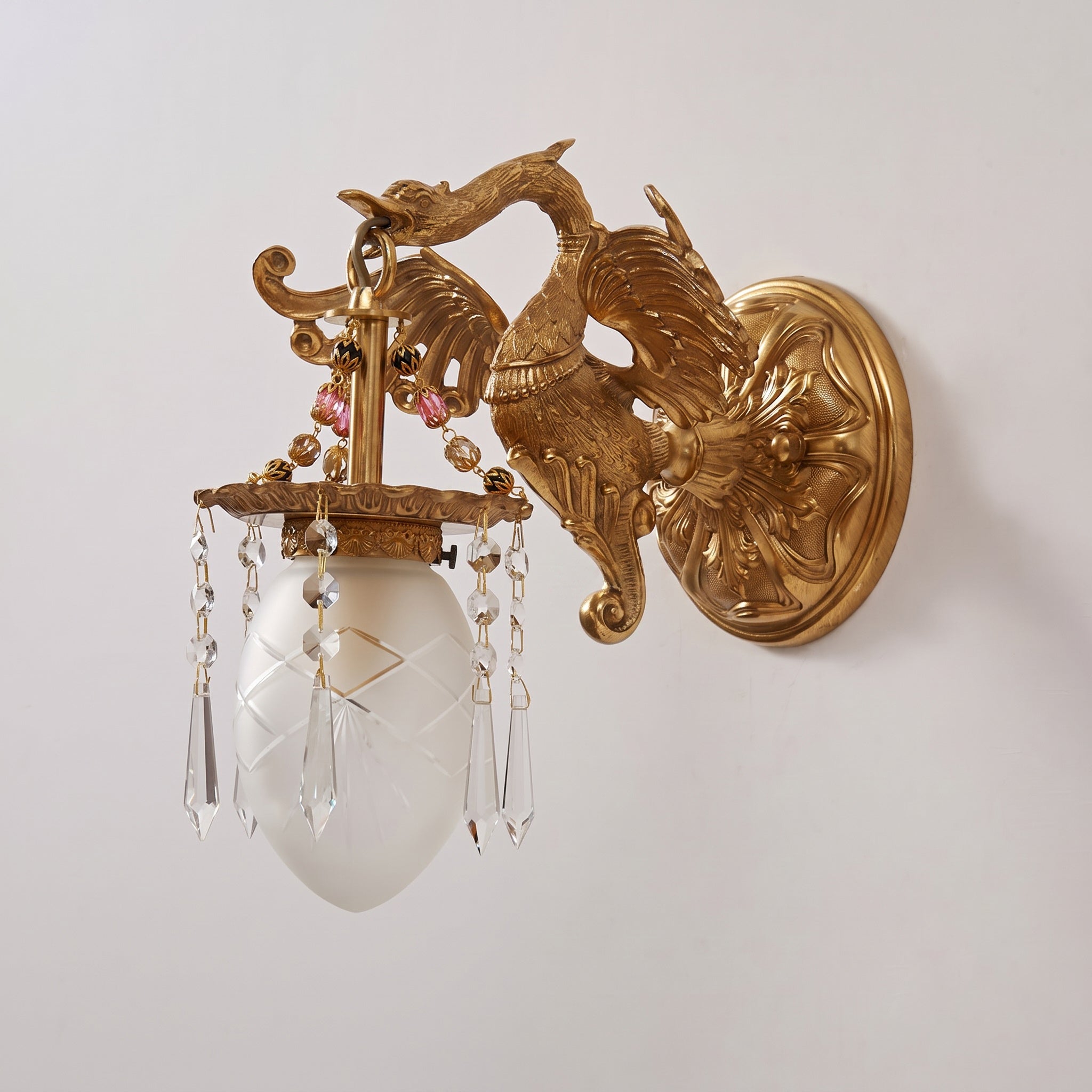 Sculpted Swan Crystal Wall Sconce