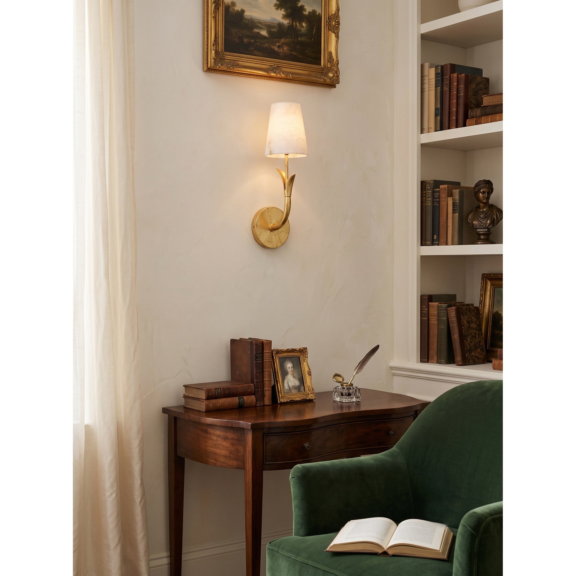 Leaf Arm Alabaster Wall Sconce