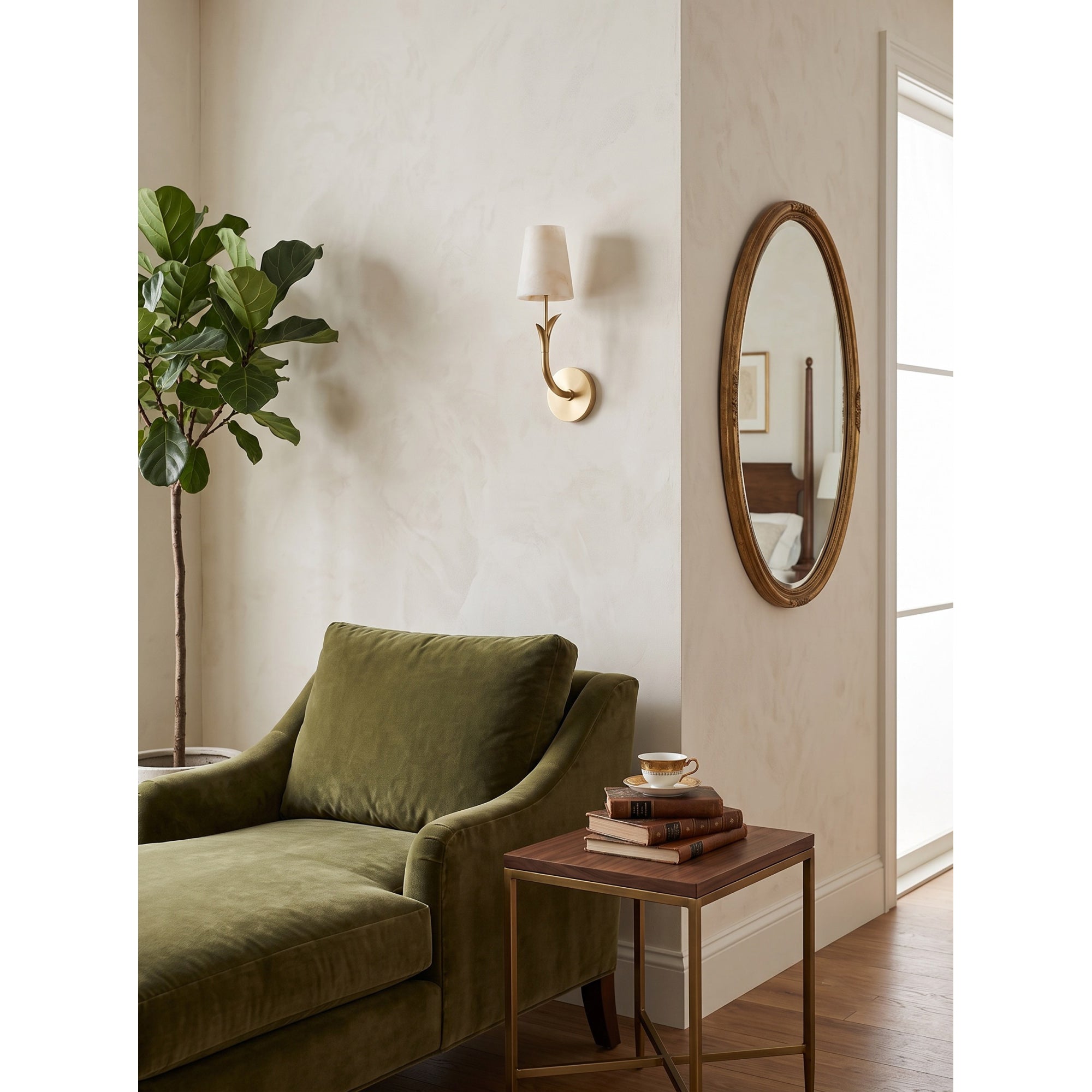 Leaf Arm Alabaster Wall Sconce