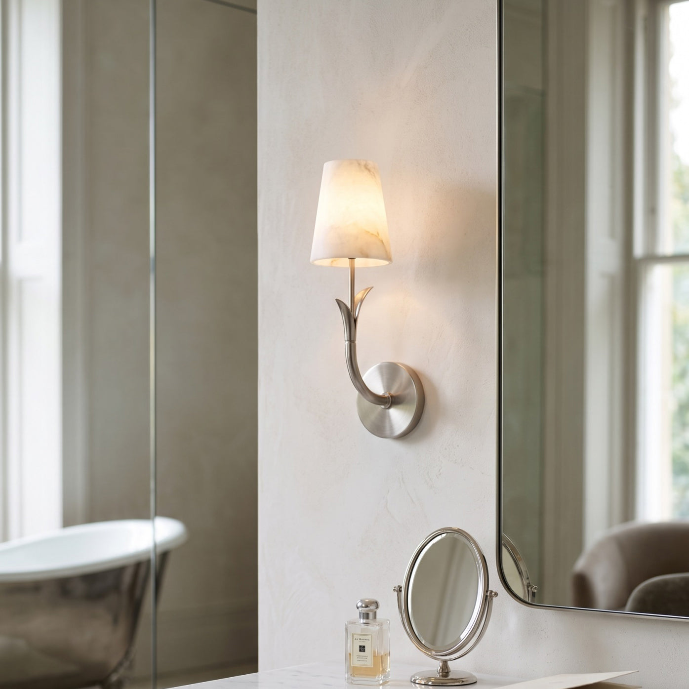 Leaf Arm Alabaster Wall Sconce