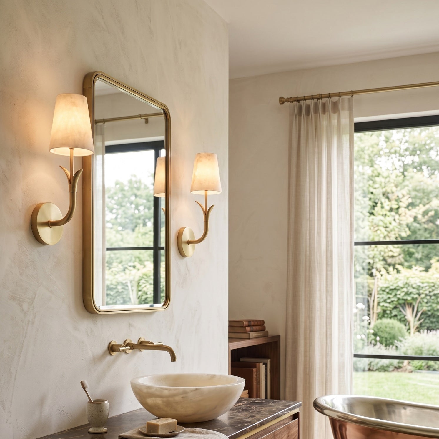 Leaf Arm Alabaster Wall Sconce