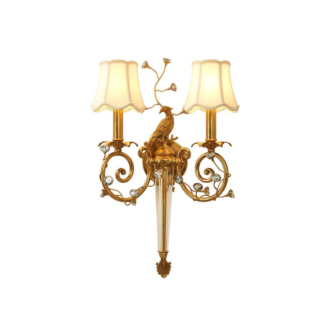 Crystal Peacock Torchere Wall Sconce