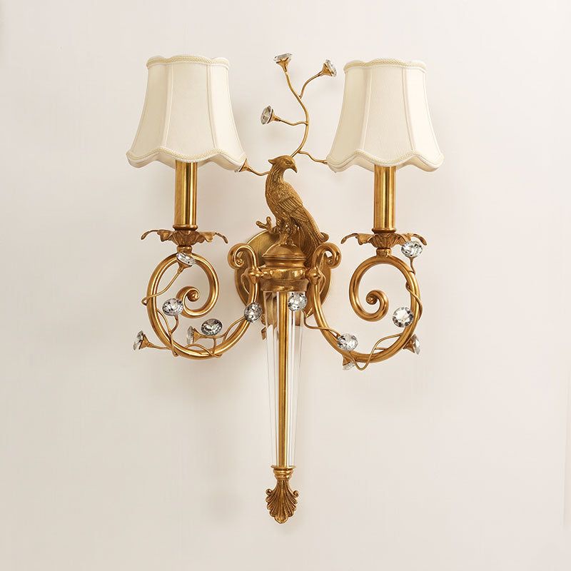 Crystal Peacock Torchere Wall Sconce