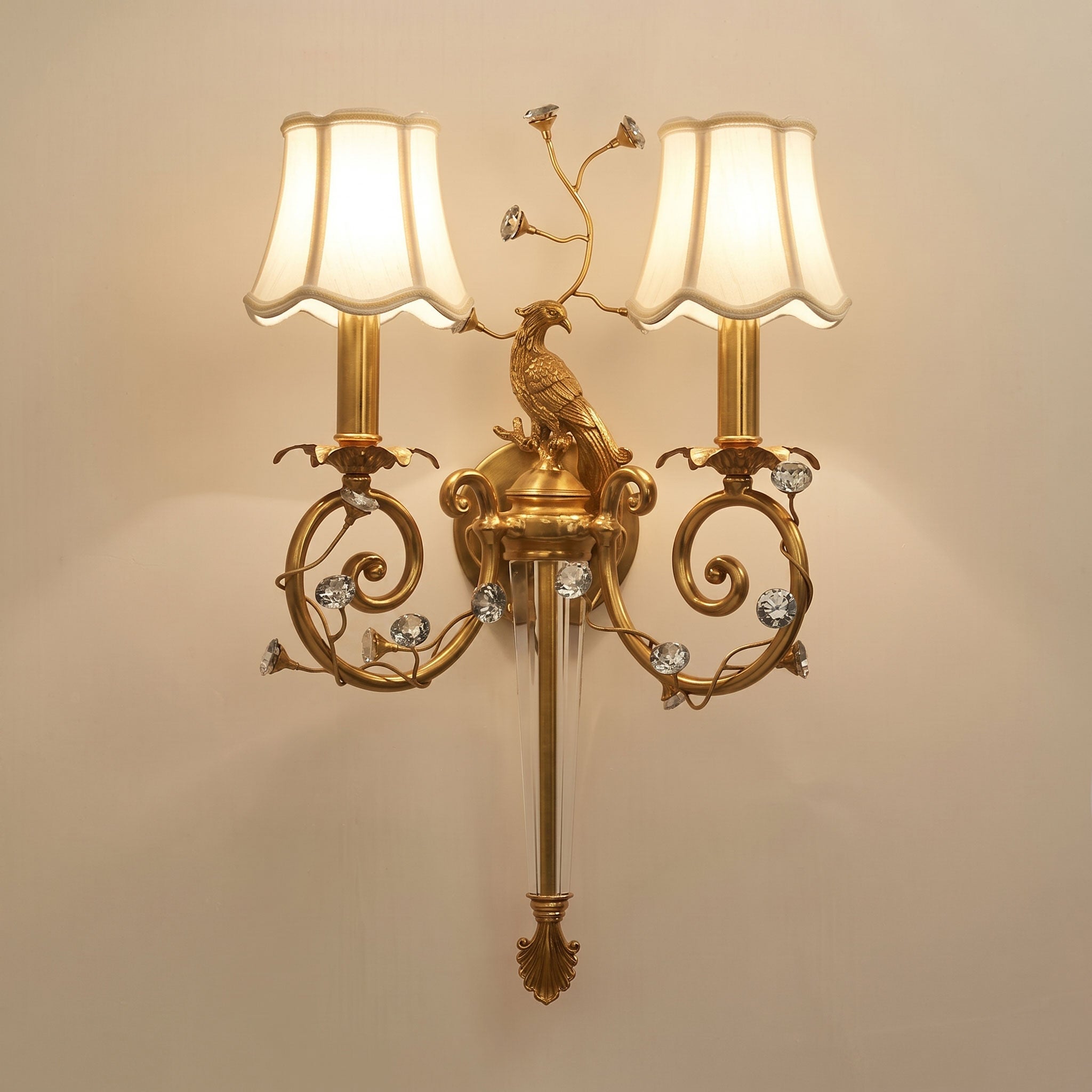 Crystal Peacock Torchere Wall Sconce