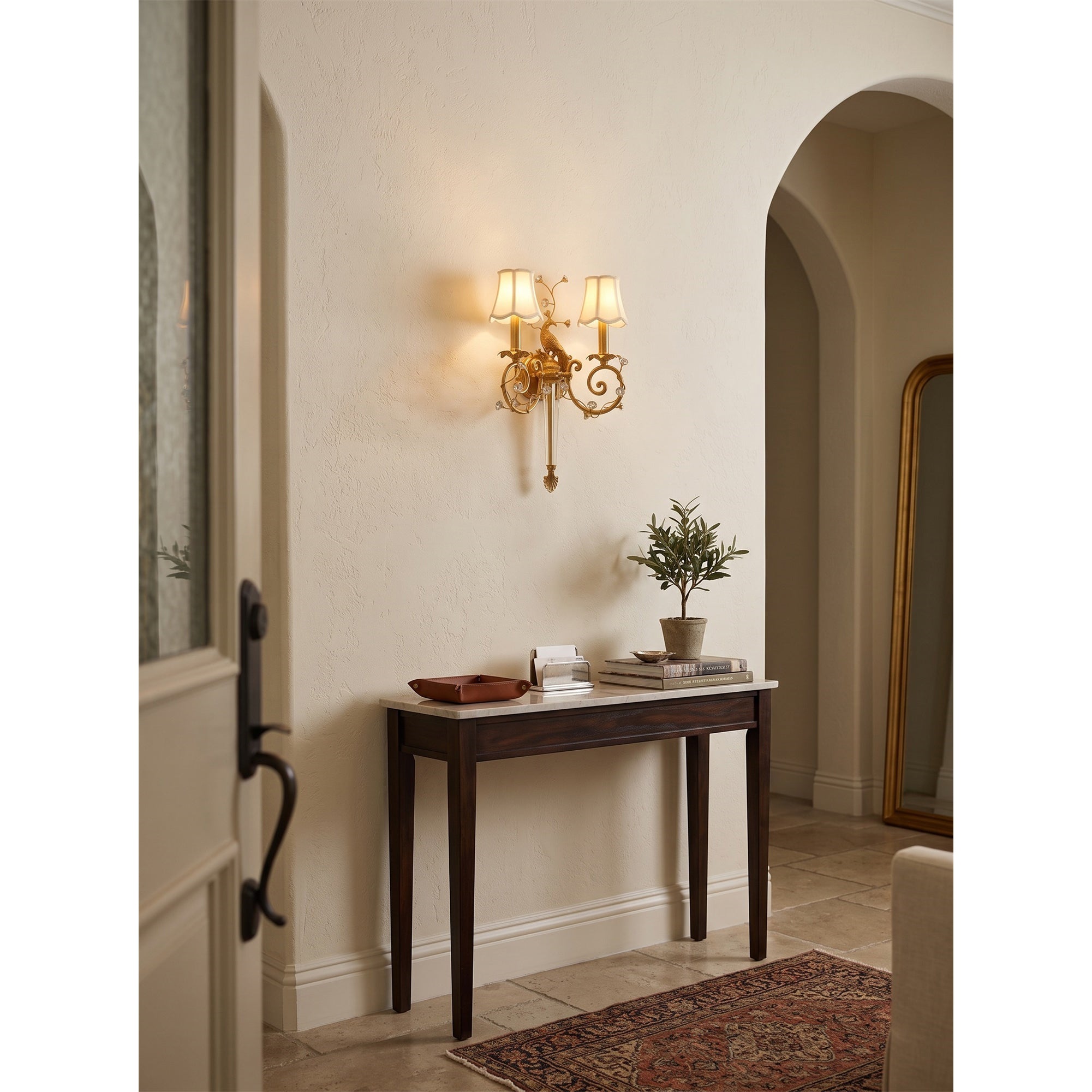 Crystal Peacock Torchere Wall Sconce