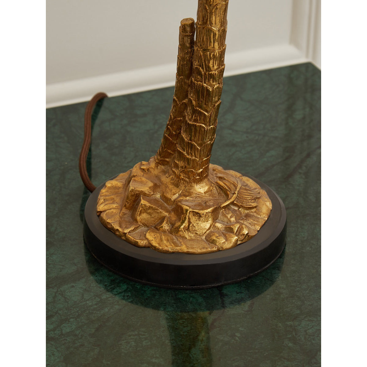 Brass Palm Tree Marble Table Lamp