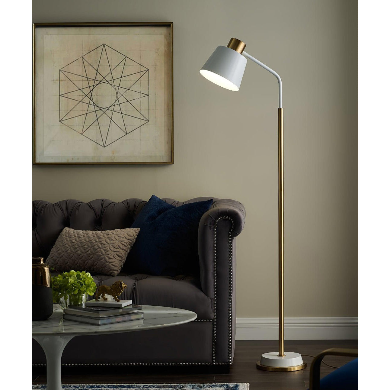 Slim Black Gold Arched Floor Lamp
