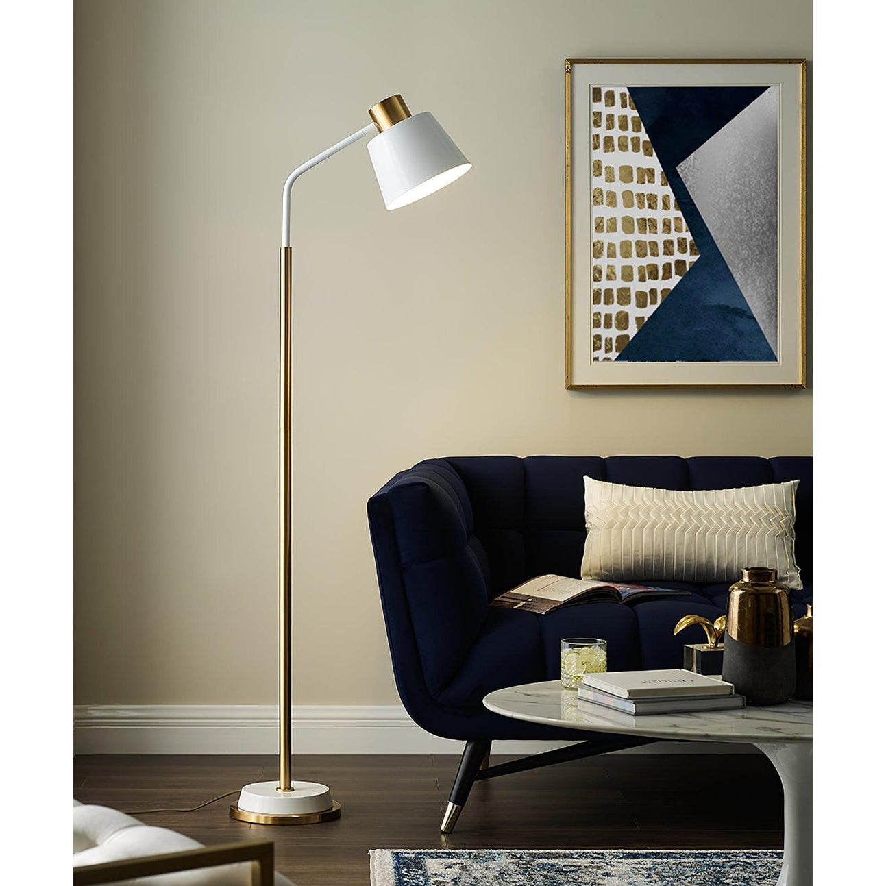 Slim Black Gold Arched Floor Lamp