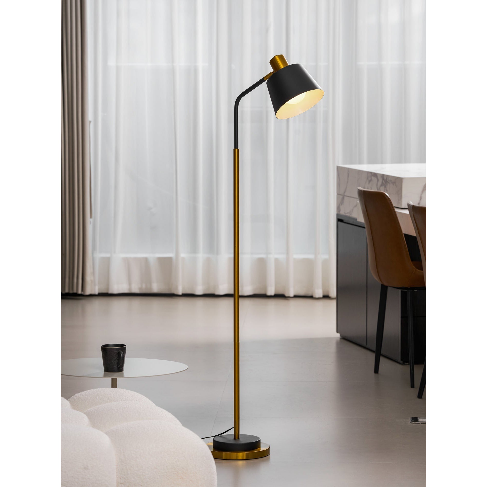 Slim Black Gold Arched Floor Lamp