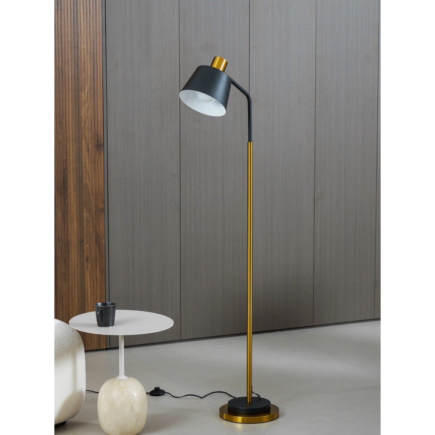 Slim Black Gold Arched Floor Lamp