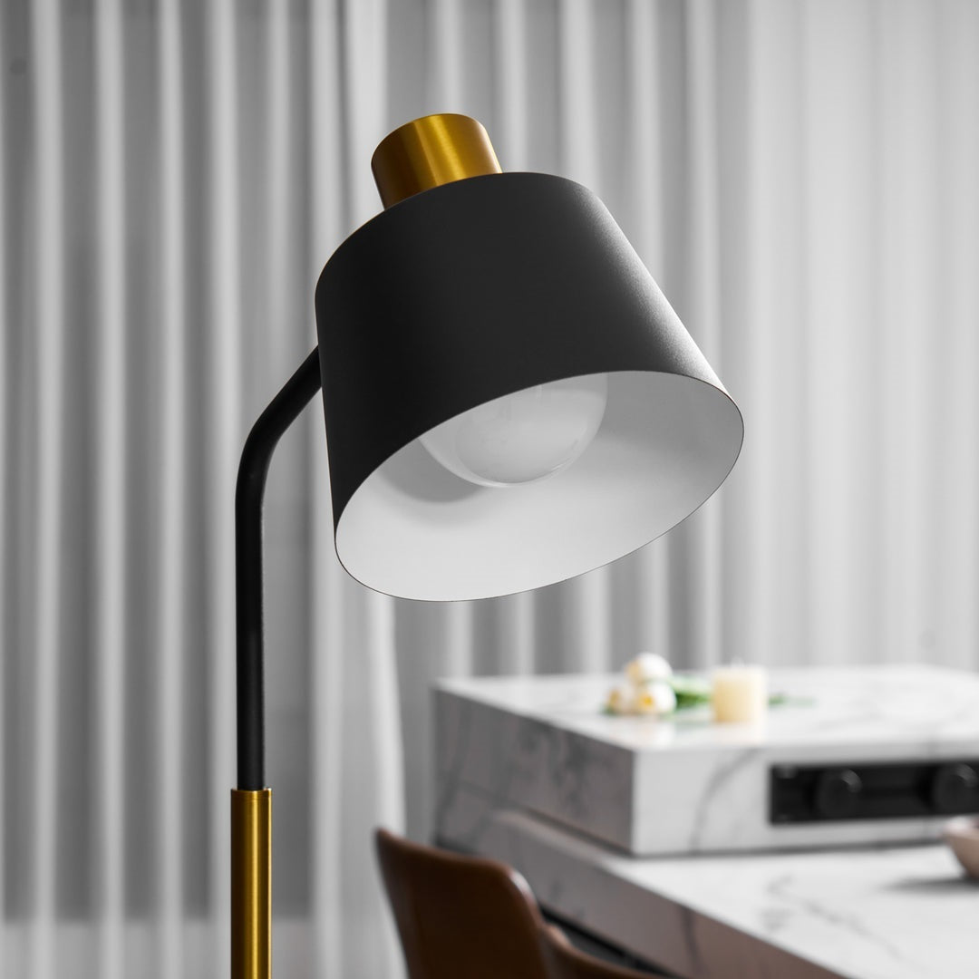 Slim Black Gold Arched Floor Lamp