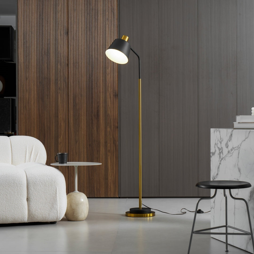 Slim Black Gold Arched Floor Lamp