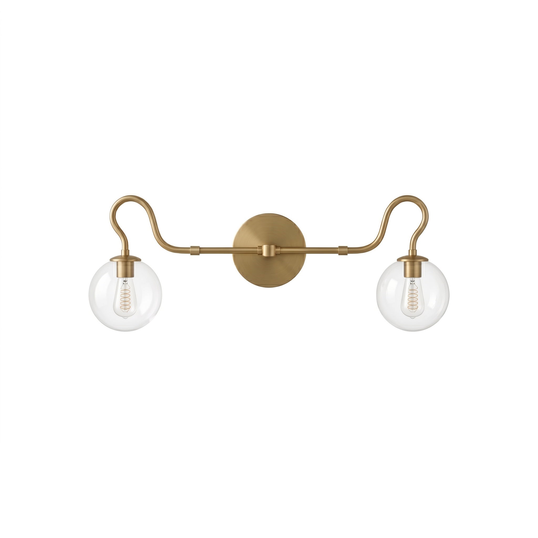 2-Light Brass Glass Globe Vanity Sconce