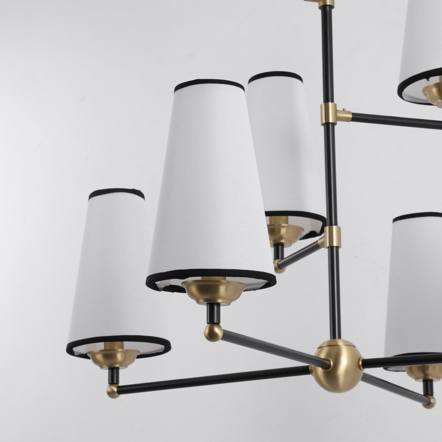 8-Light Tiered Black & Brass Chandelier