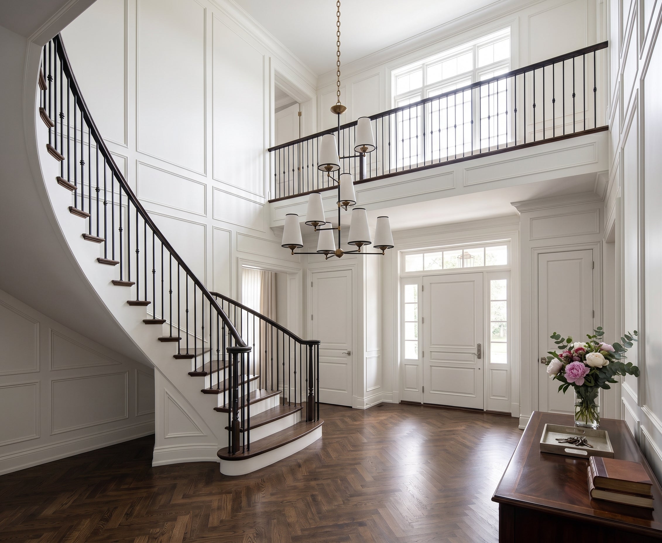 8-Light Tiered Black & Brass Chandelier