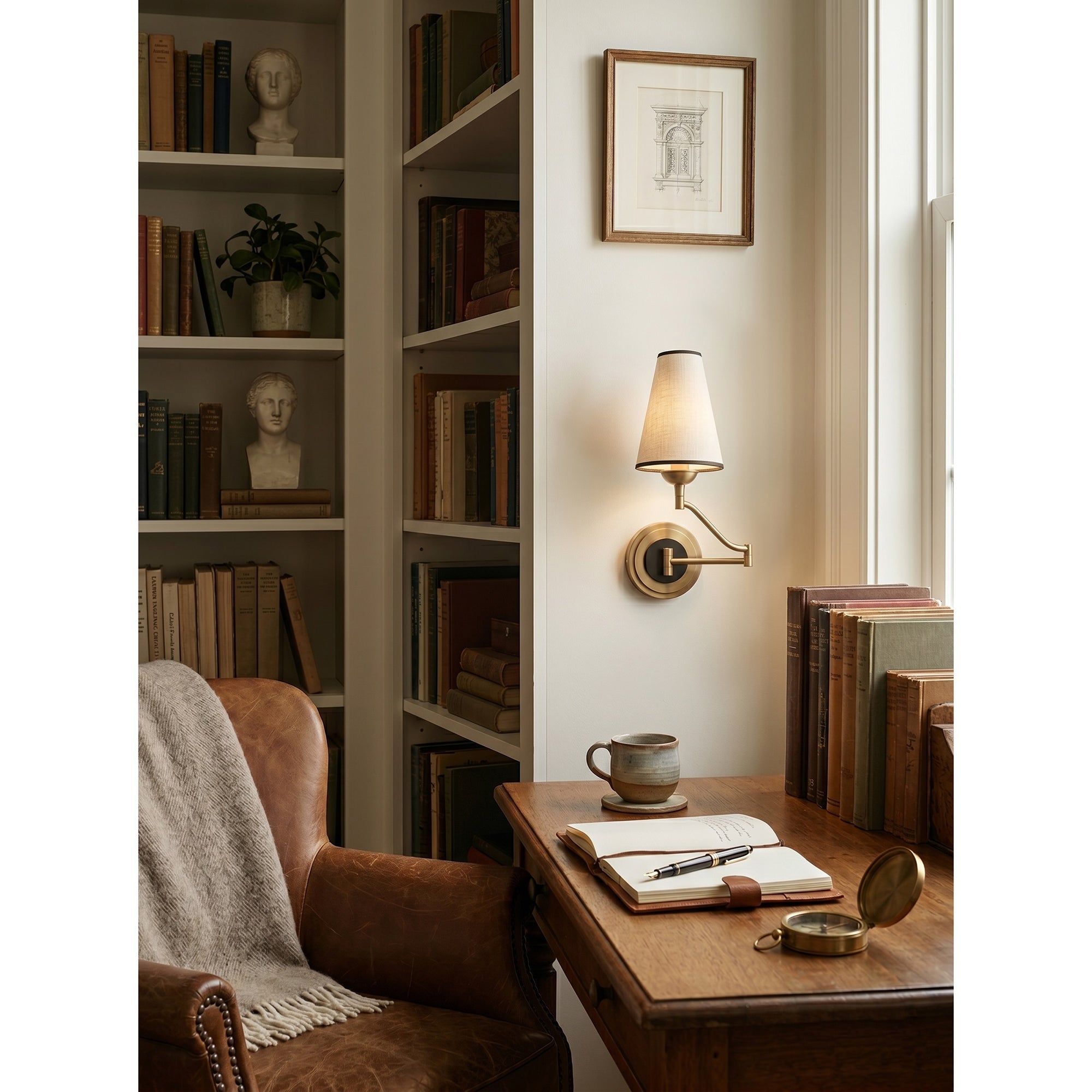 Adjustable Swing Arm Brass Wall Sconce