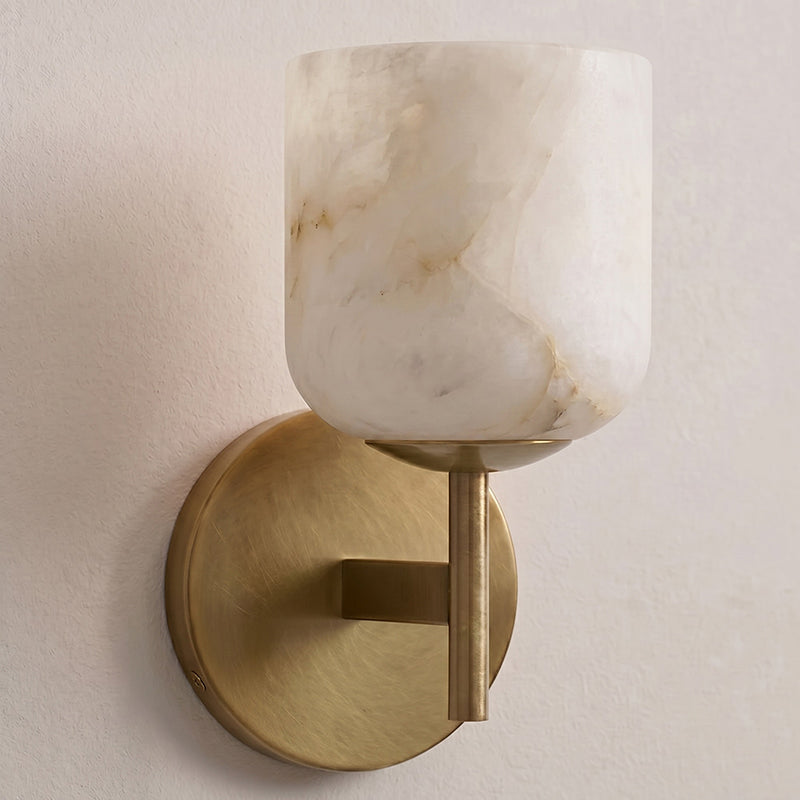 Alabaster & Antique Brass Vanity Wall Sconce
