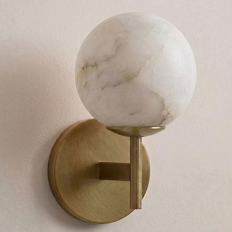 Alabaster & Antique Brass Vanity Wall Sconce