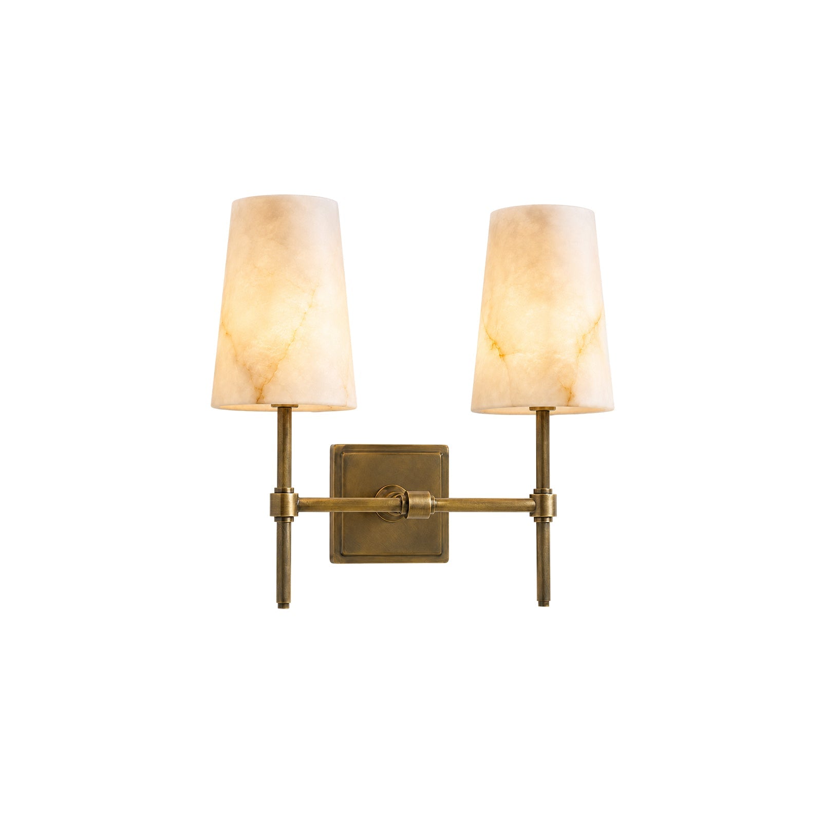 Tall Brass & Alabaster Column Wall Sconce