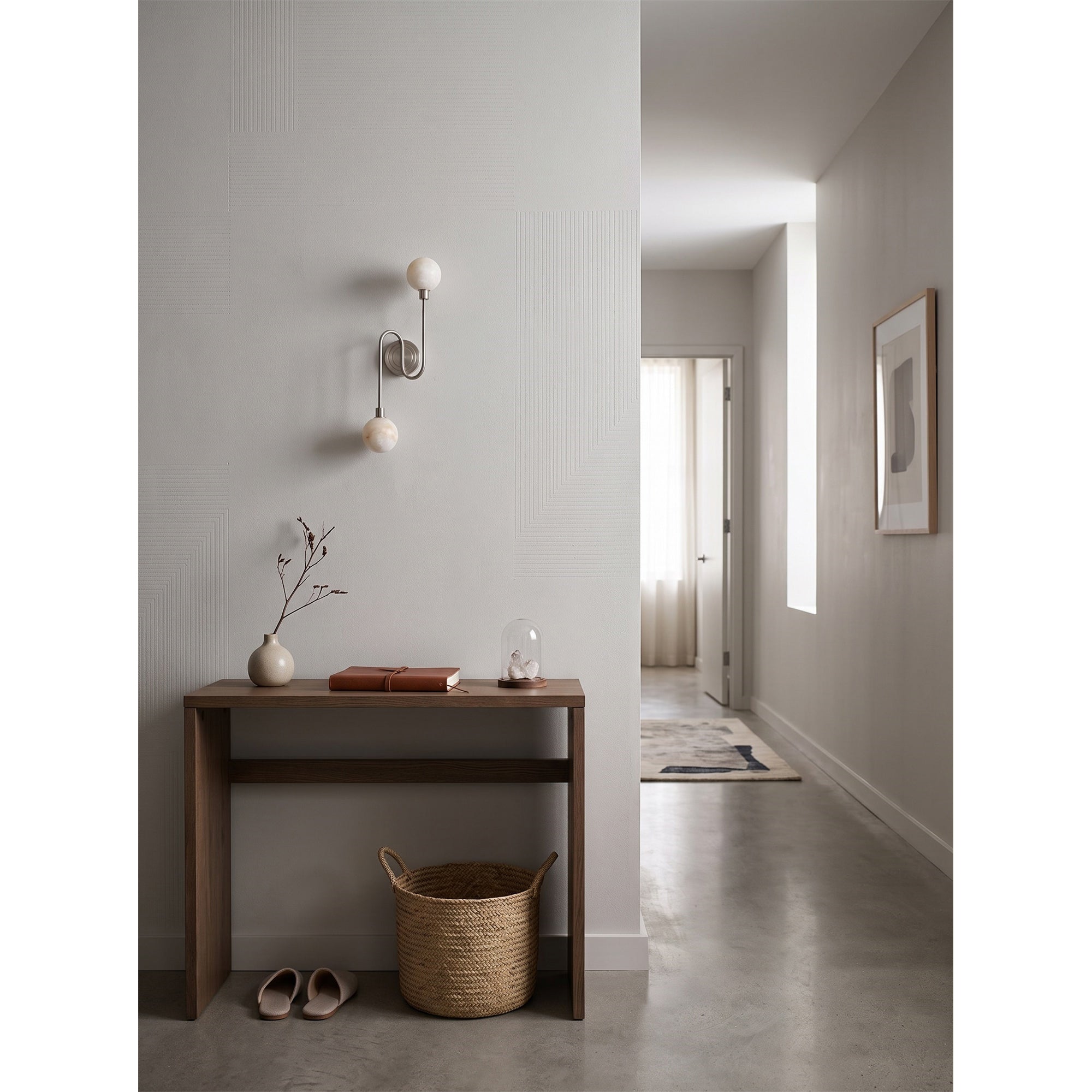 Looped Arm Alabaster Twin Globe Sconce