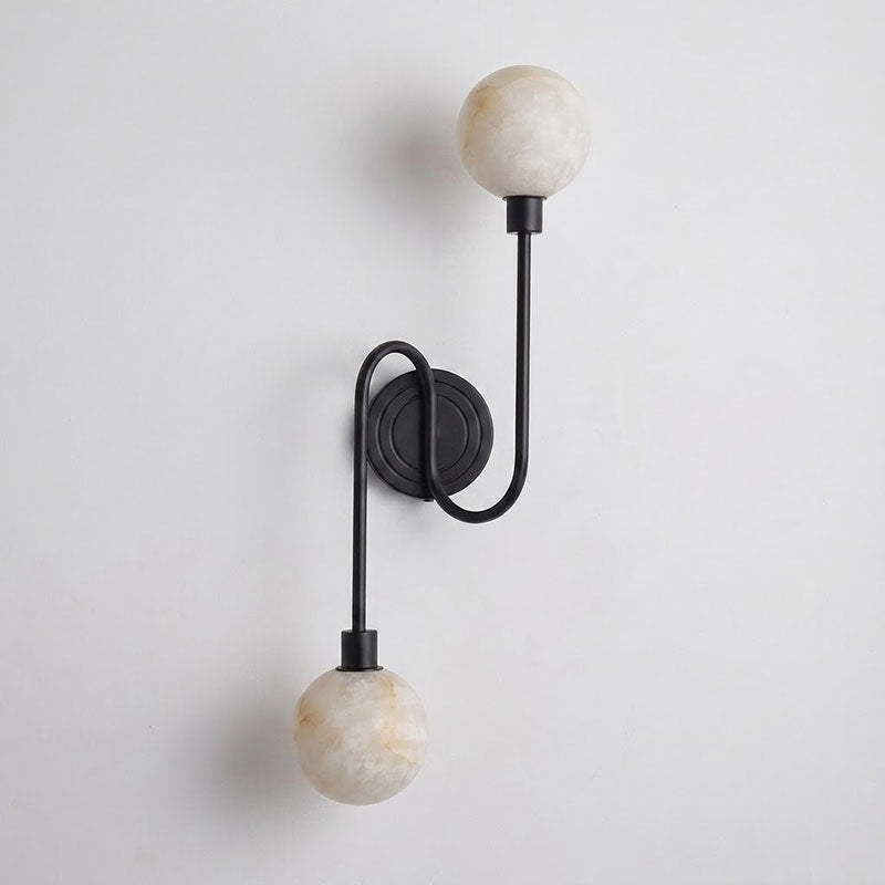 Looped Arm Alabaster Twin Globe Sconce