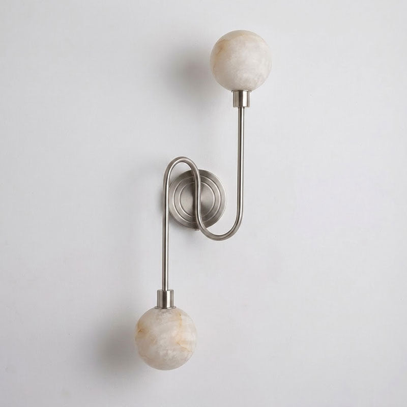 Looped Arm Alabaster Twin Globe Sconce